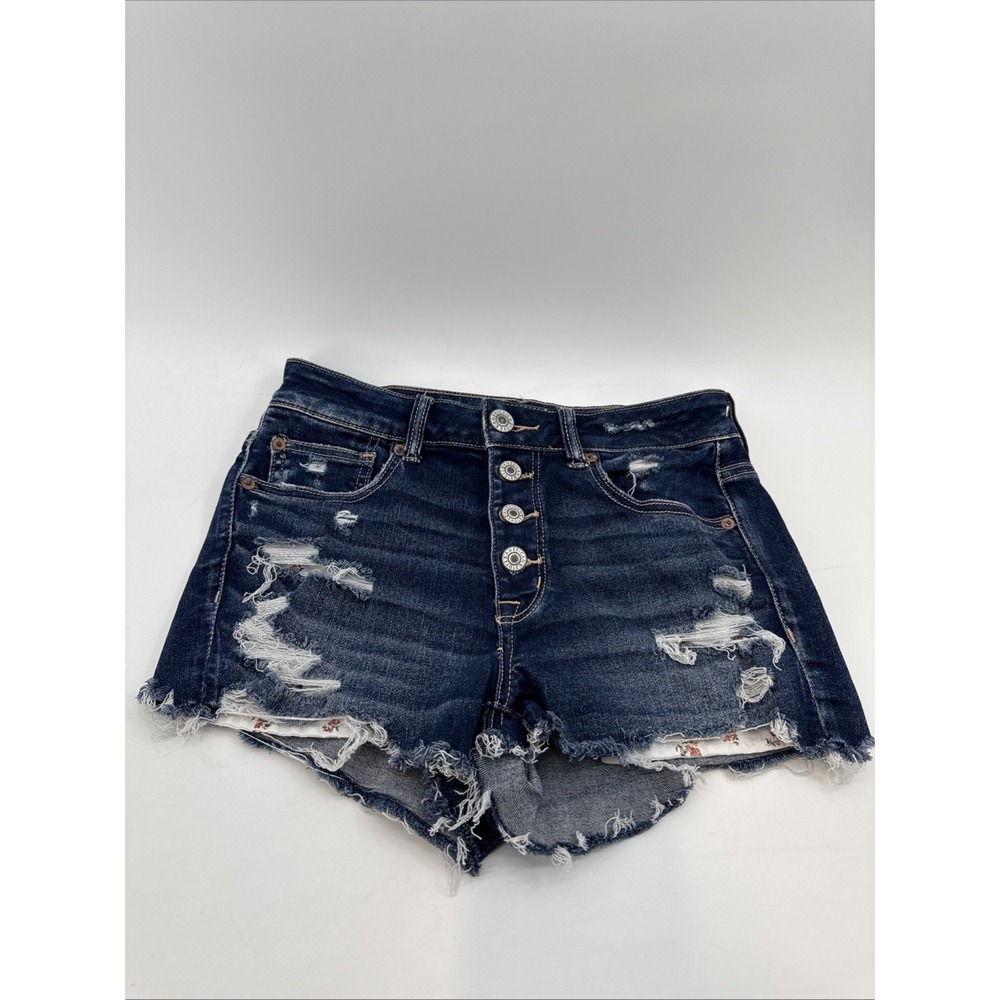 American Eagle High Rise Shortie Shorts Womens 6 Next‎ Level Stretch Distressed